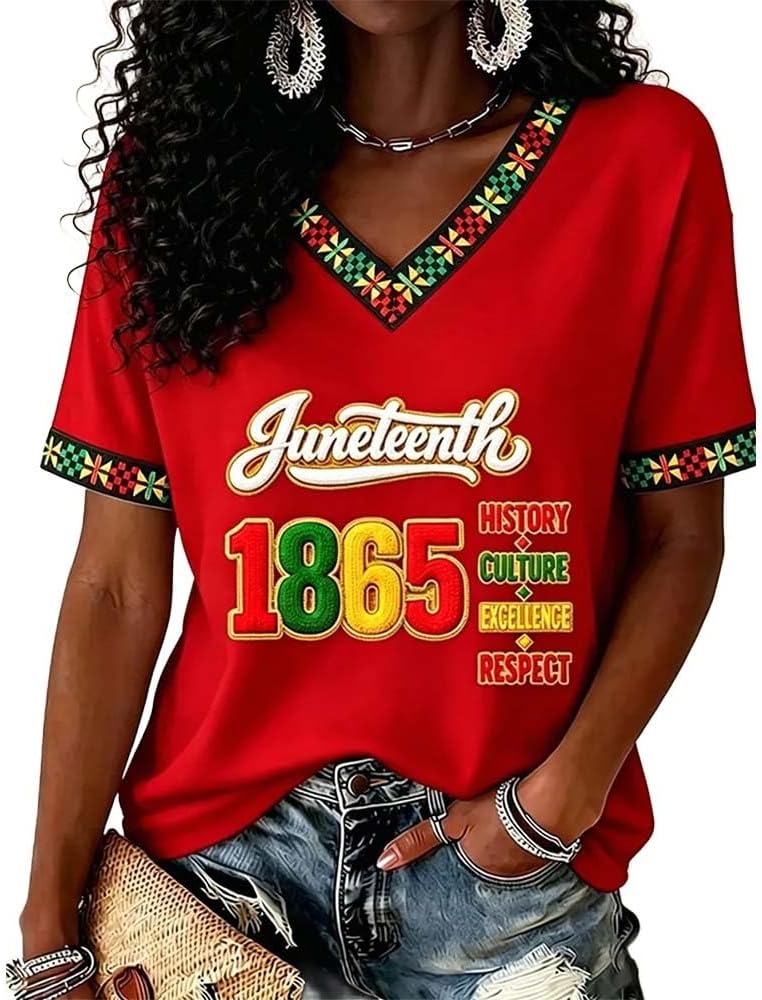 Juneteenth Pride V-Neck Tee