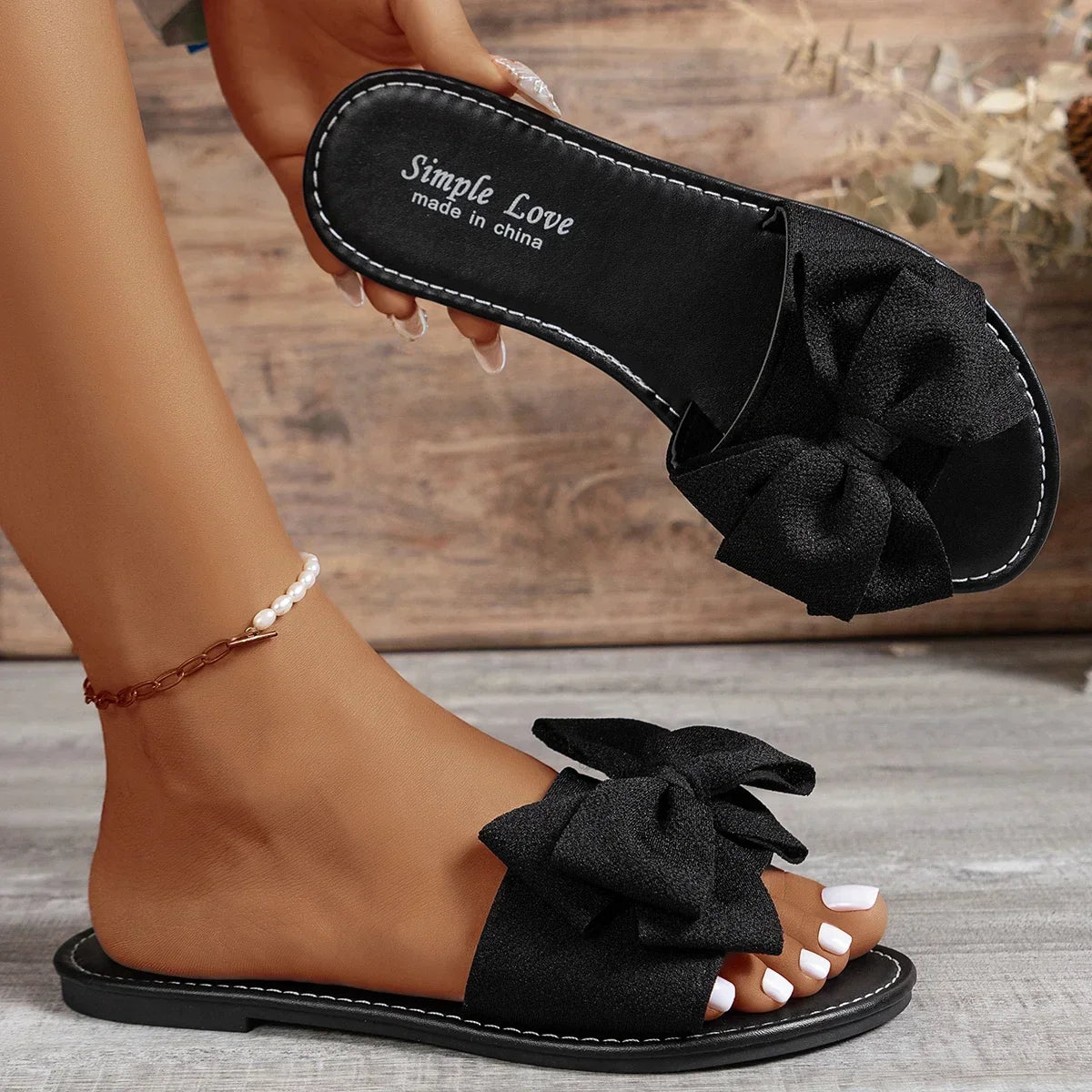 Chic Summer Bow Slippers